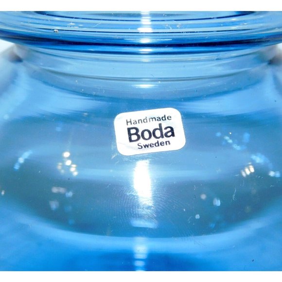 Vintage Kosta Boda Sweden 12cm  Blue Glass Hurricane Candle holder Vase - Picture 5 of 16